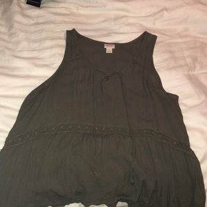 Green tank top crotchet detailed top!